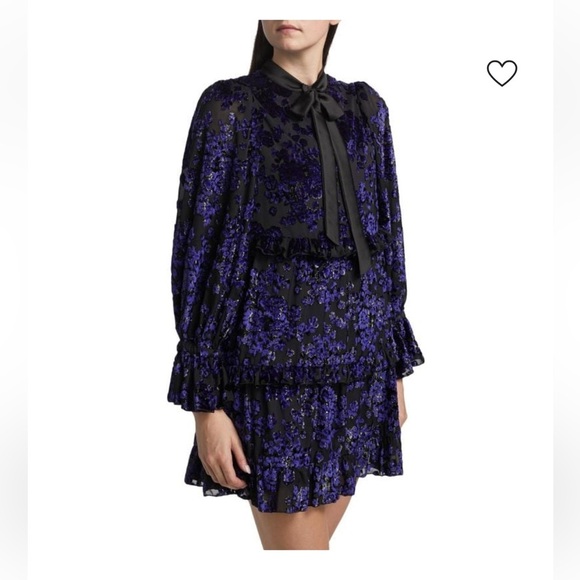 Alice + Olivia Moranne Ruffled Tiered Mini Dress in Midnight Blue NWT M Medium - Picture 2 of 12